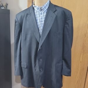 Sophisticated Black Pinstriped Men's Suit Jacket